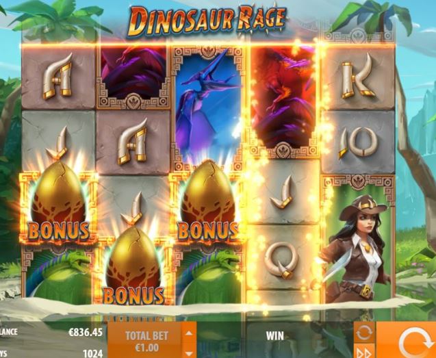 Spin Dinosaur Rage slot and trigger bonus symbols to win big